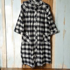 Black and White Checkered Button-Up Dress
